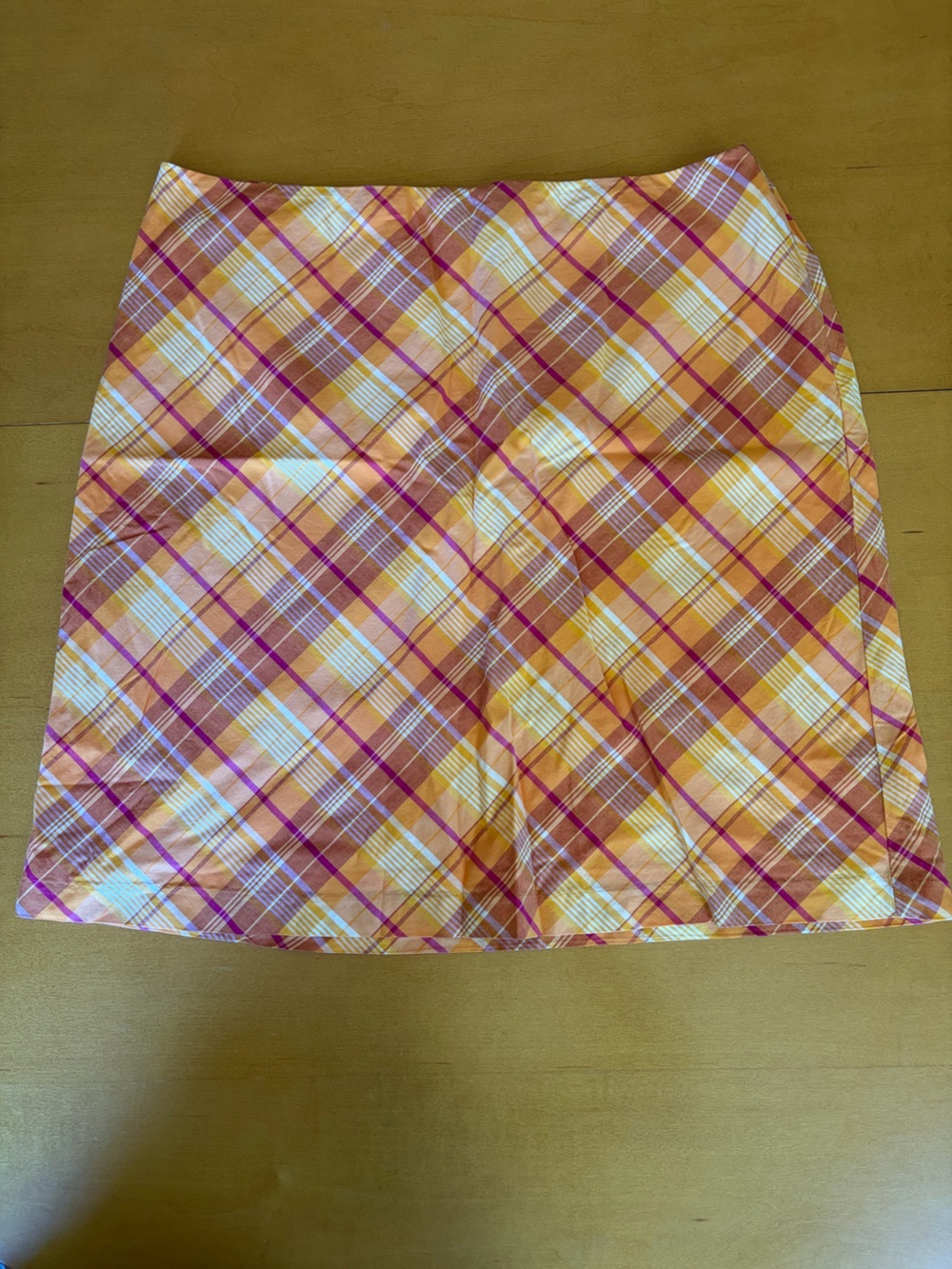 American Eagle Plaid Mini Skirt in Orange and Pink